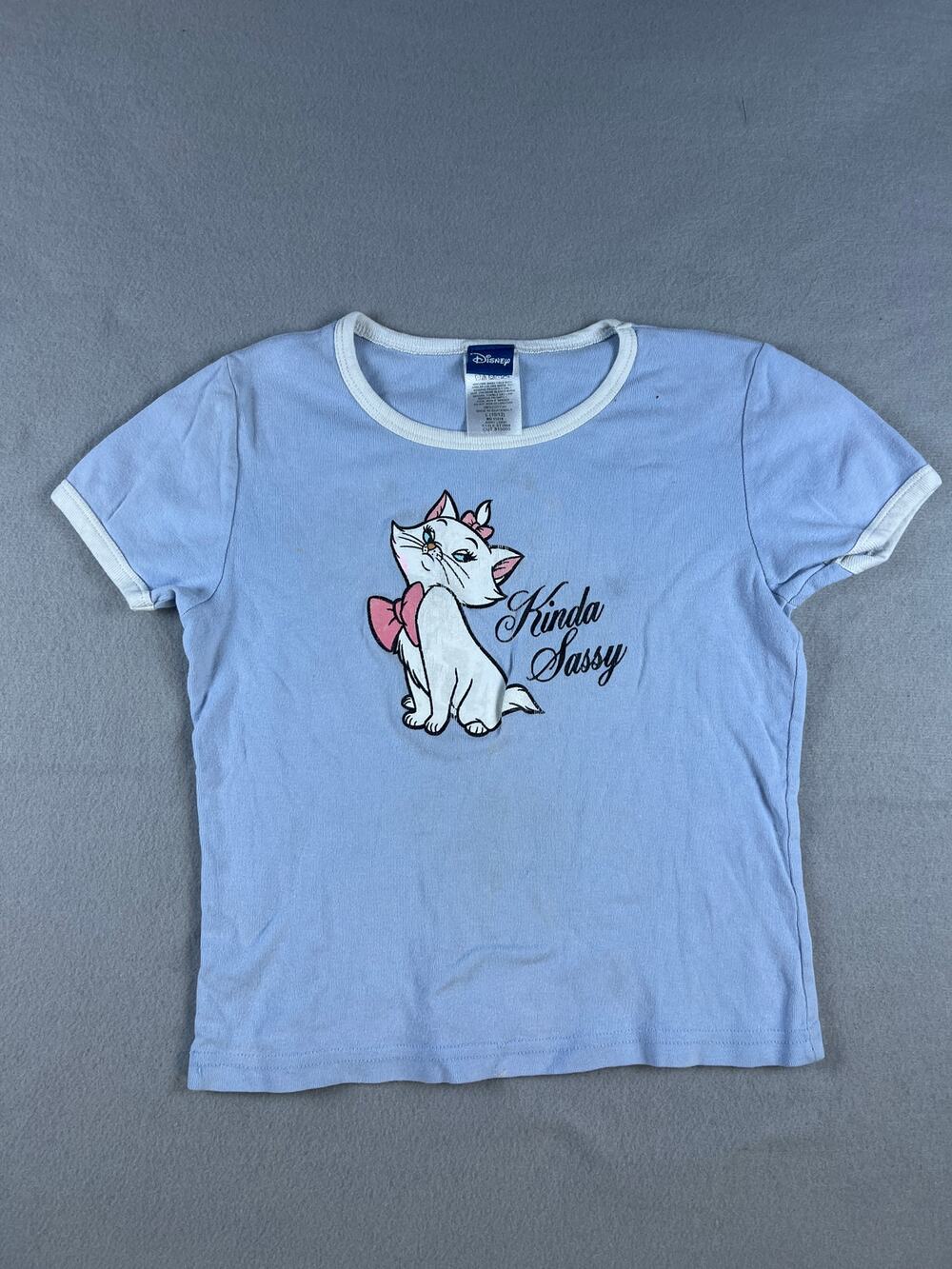 Vintage Disney Aristocats Marie Shirt Girls L 10/12 Blue Kinda Sassy Ringer Tee